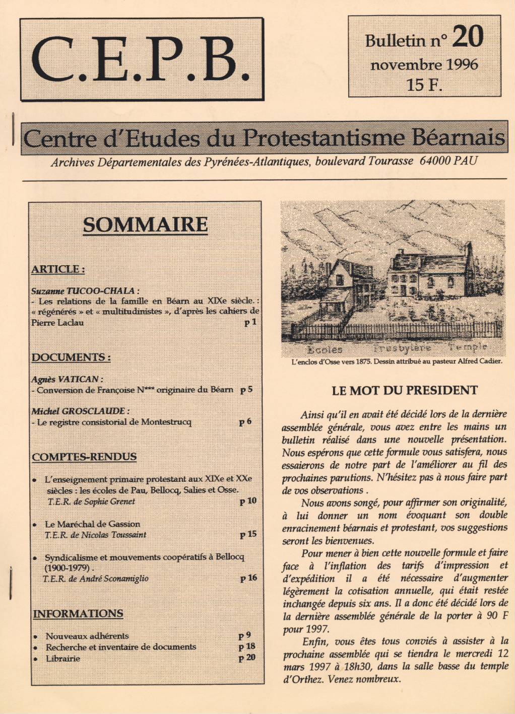 CEPB protestantisme Béarn bulletin 20
