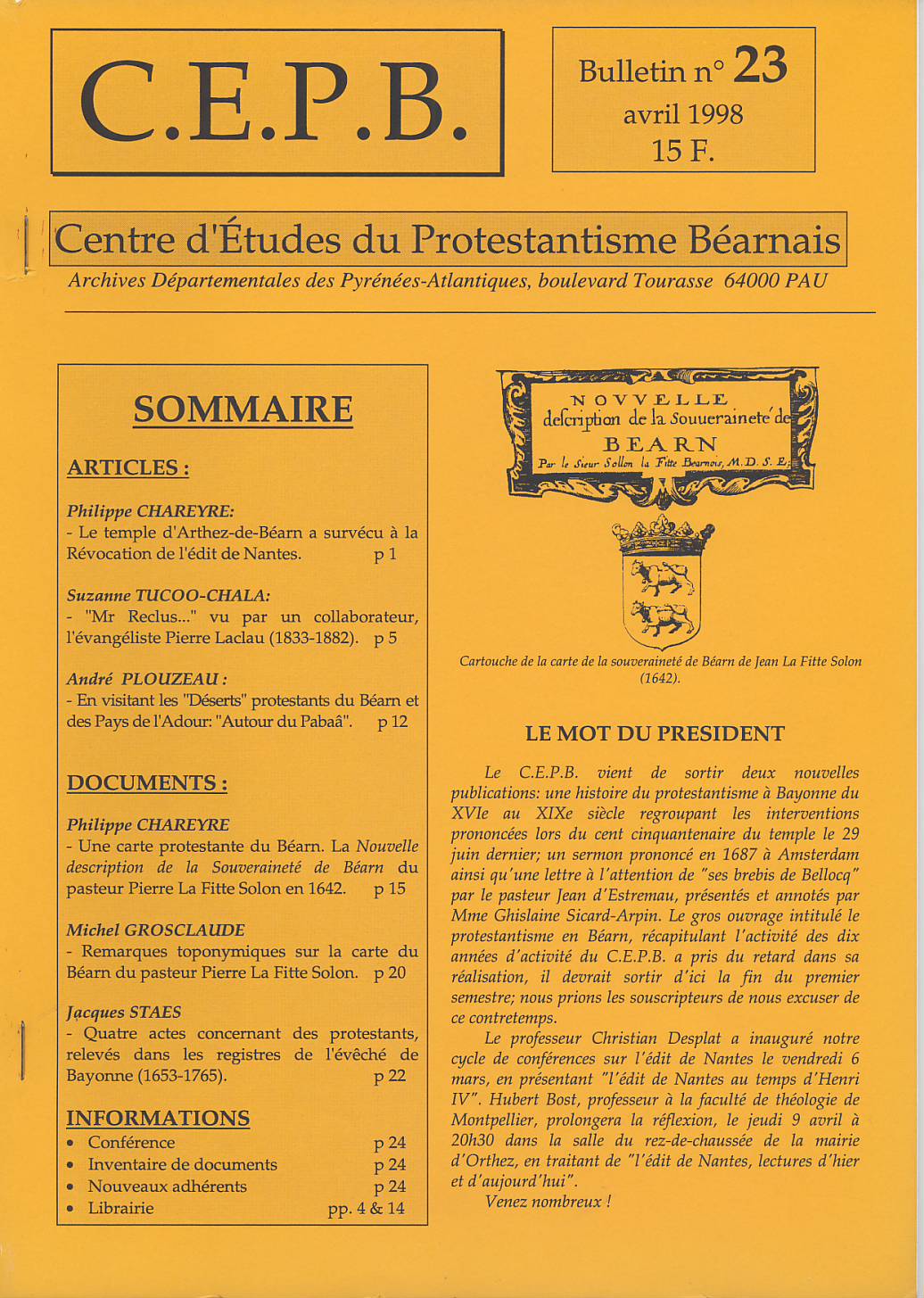 CEPB protestantisme Béarn bulletin 23